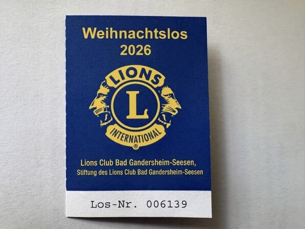 Beispiel eines Weihnachtsloses 2026 des Lions Clubs Bad Gandersheim-Seesen